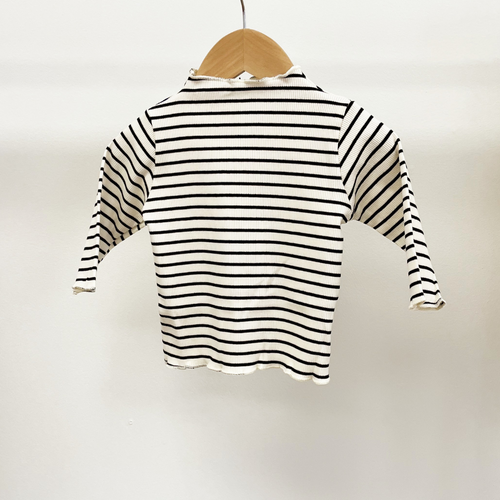 Mock Neck Shirt - Black Stripe