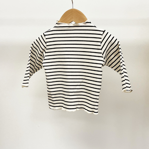 Mock Neck Shirt - Black Stripe
