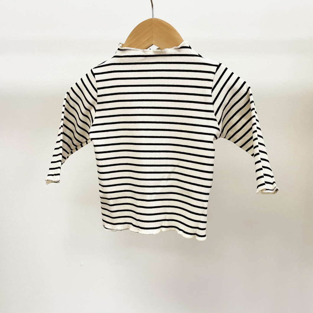 Mock Neck Shirt - Black Stripe