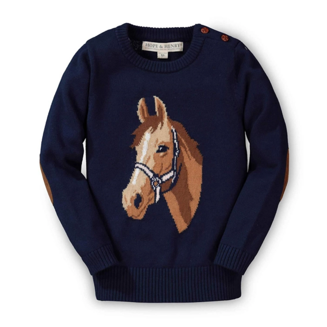 Navy Horse Pullover Sweater