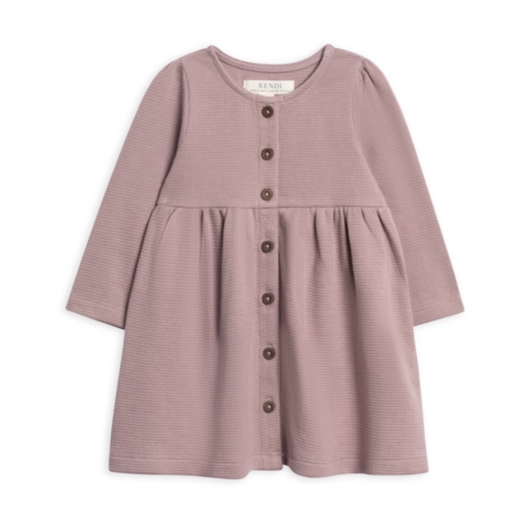 Waffle Knit Button Front Dress