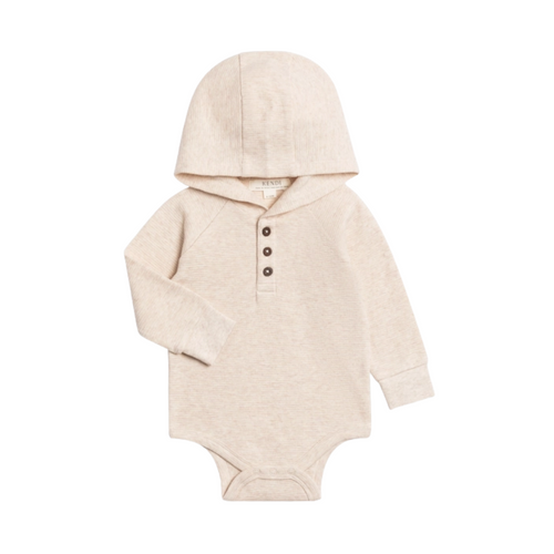 Waffle Knit Hoodie Bodysuit - Heather Oat