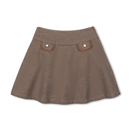 Circle Skirt - Camel Houndstooth