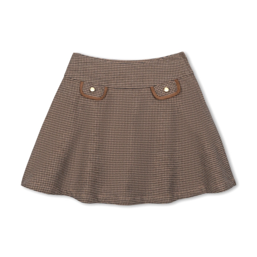 Circle Skirt - Camel Houndstooth
