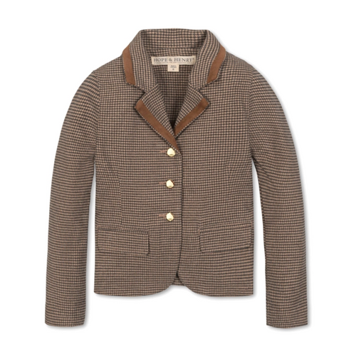 Organic Dress Blazer - Camel Houndstooth