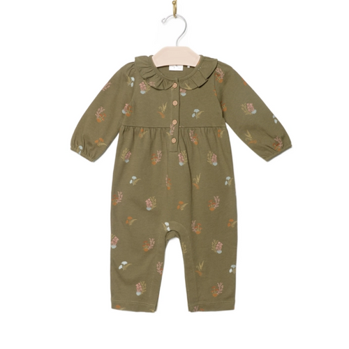 Frill Collar Romper - Mushrooms