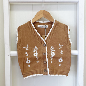 Sweater Vest with Floral Embroidery