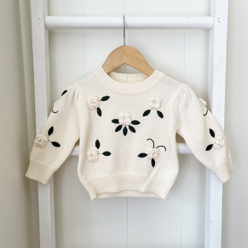 Cream Flower Sweater