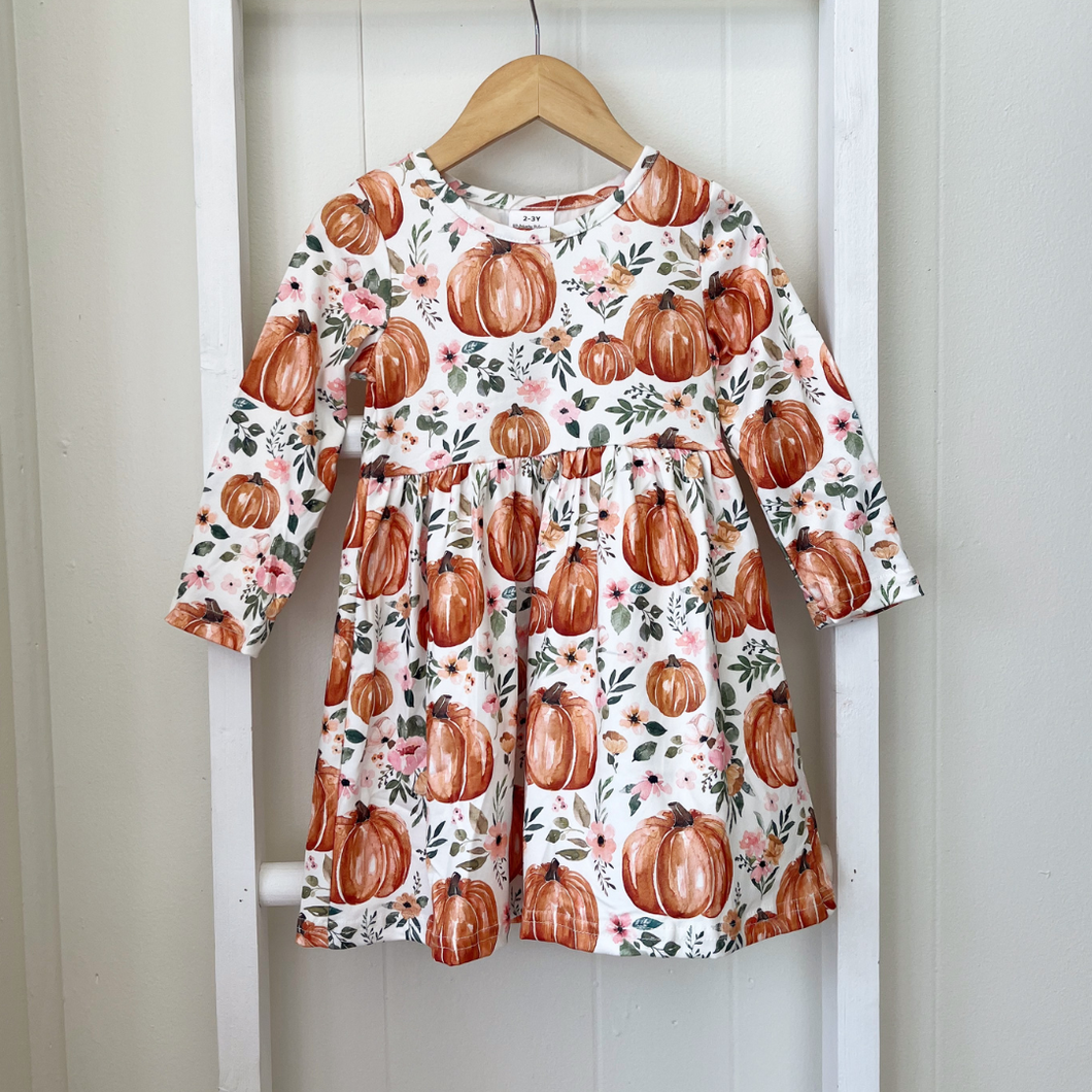 Swing Dress - Floral Pumpkins