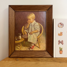 Load image into Gallery viewer, Vintage Framed Girl Eating Snack Art - Preloved/Vintage Collection