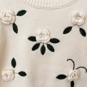 Cream Flower Sweater