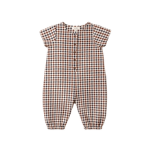 Load image into Gallery viewer, Baby Boy Trevor Romper in Chestnut Gingham