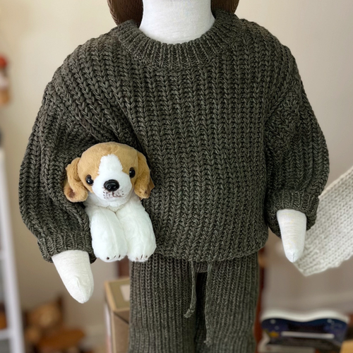 Chunky Knit Braided Sweater - Olive