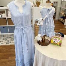 Load image into Gallery viewer, A mother and daughter matching dress on mannequins inside Gracie Lou children's boutique.