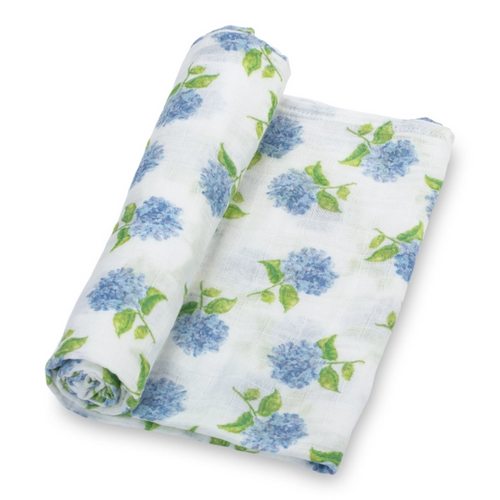 Muslin Swaddle Blanket - Blue Hydrangea