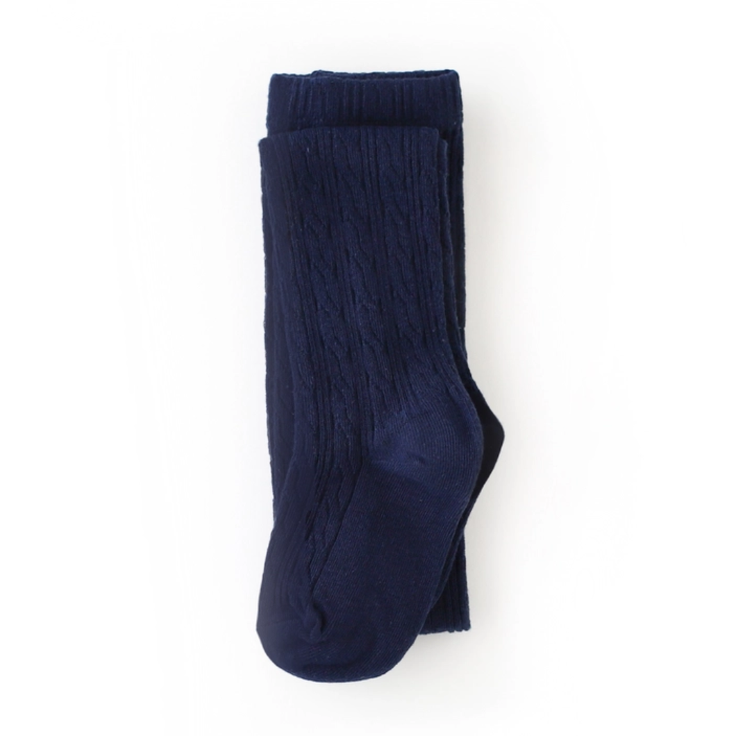 Cable Knit Tights - Navy
