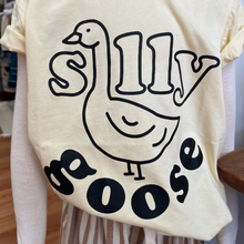 Load image into Gallery viewer, A close up picture of the Silly Goose text and image design on the toddler tee shirt