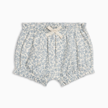 Load image into Gallery viewer, Floral bloomer-shorts with a white tie on a white background