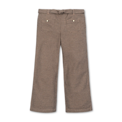 Wide Leg Dress Pant - Camel Houndstooth