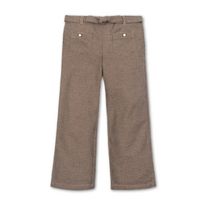 Wide Leg Dress Pant - Camel Houndstooth