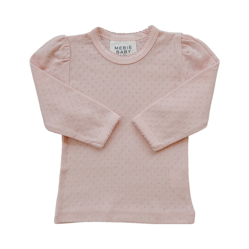 Pointelle Long Sleeve Shirt - Pink