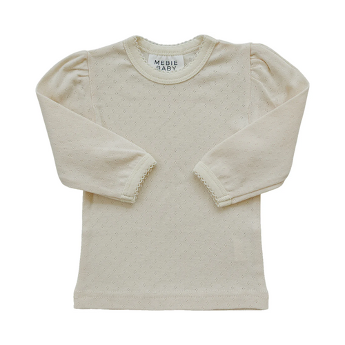 Pointelle Long Sleeve Shirt - Cream