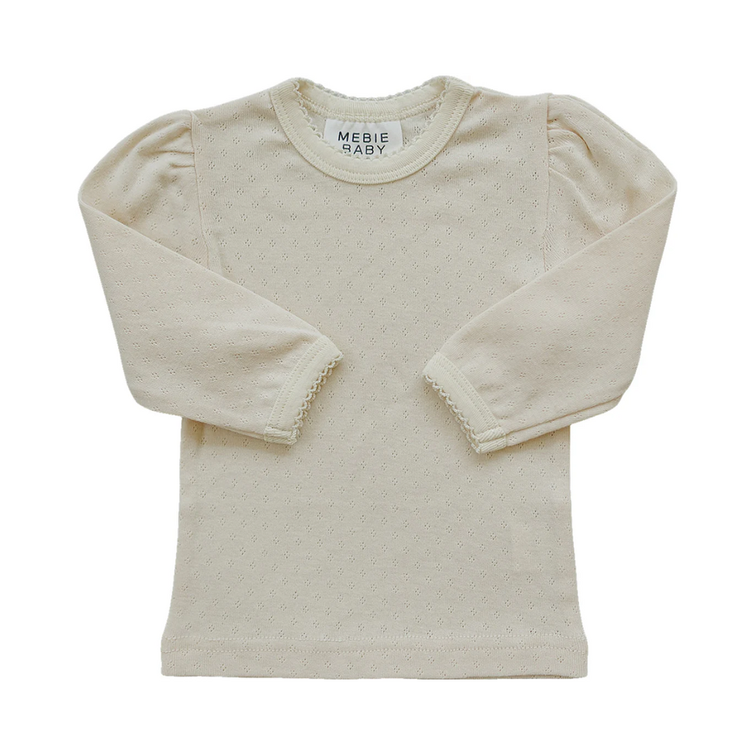 Pointelle Long Sleeve Shirt - Cream