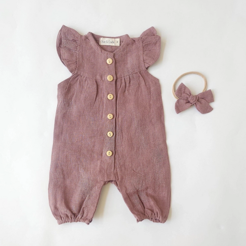 Flutter Sleeve Jumpsuit - Plum
