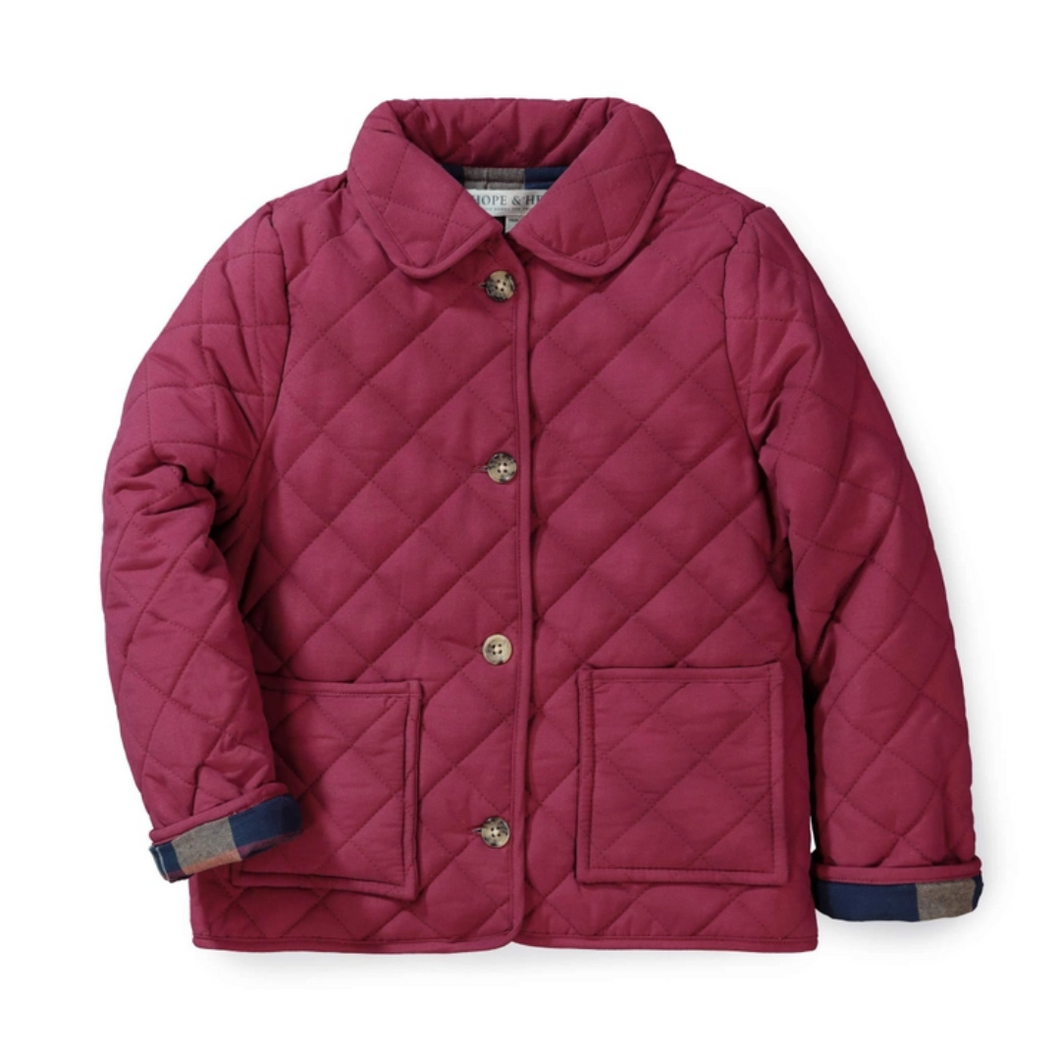 Quilted Barn Jacket with Plaid Lining