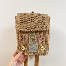 Load image into Gallery viewer, Woven House Backpack with Embroidery Details