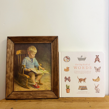 Load image into Gallery viewer, Vintage Framed Boy Reading Art - Preloved/Vintage