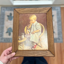 Load image into Gallery viewer, Vintage Framed Girl Eating Snack Art - Preloved/Vintage Collection