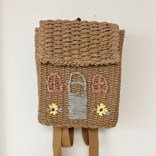 Load image into Gallery viewer, Woven House Backpack with Embroidery Details