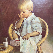 Load image into Gallery viewer, Vintage Framed Girl Eating Snack Art - Preloved/Vintage Collection