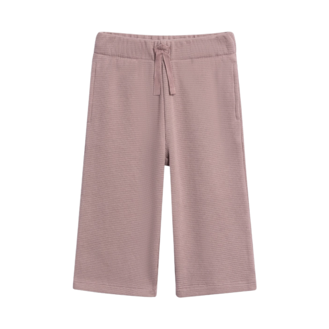 Waffle Knit Straight Leg Pants - Purple