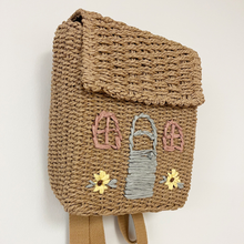 Load image into Gallery viewer, Woven House Backpack with Embroidery Details
