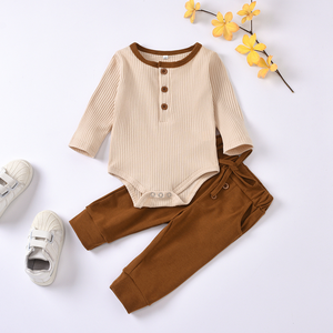 Baby Bodysuit and Jogger Set, neutral colors at Gracie Lou | A Boutique For Littles