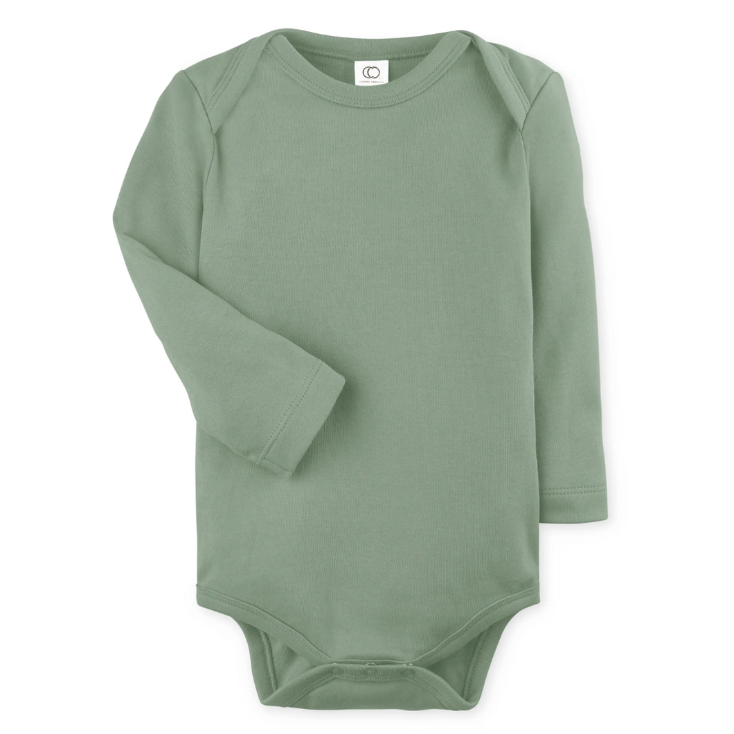 Long Sleeve Baby Bodysuit in the color Thyme at Gracie Lou | A Boutique For Littles