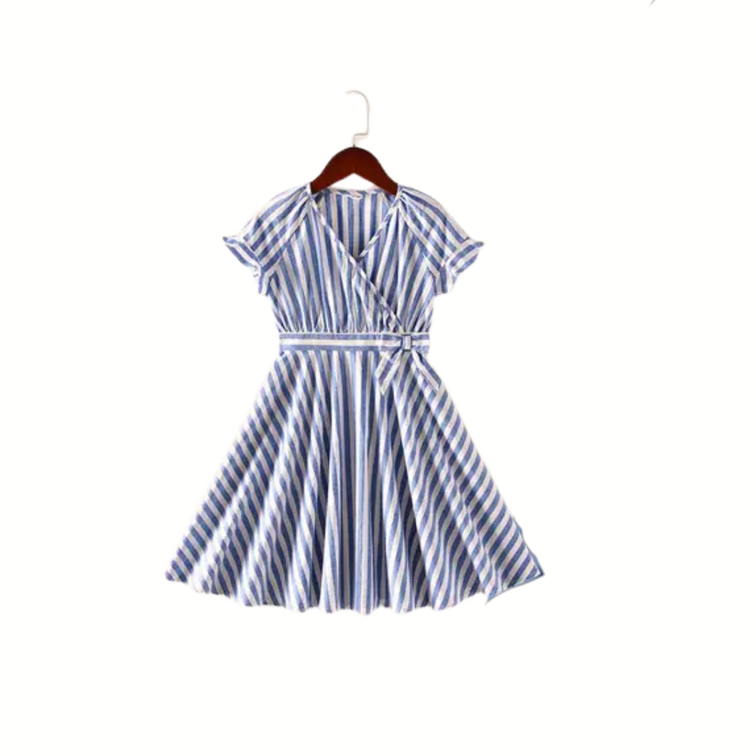 Blue and White Striped Dress - Toddler