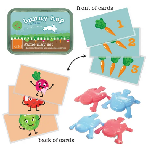 Travel tin with Bunny Hop, On The Go, game available at Gracie Lou | A Boutique For Littles