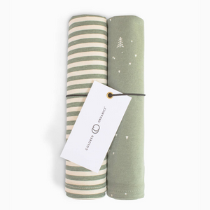 Burp cloth 2 pack, evergreen thyme and evergreen stripe colors available at Gracie Lou | A Boutique For Littles