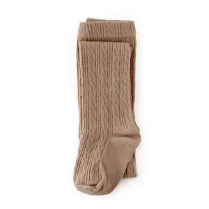 Cable knit tights in the color oat available at Gracie Lou | A Boutique For Littles