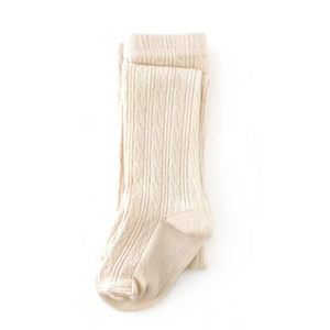 Cable knit tights in the color Vanilla available at Gracie Lou | A Boutique For Littles