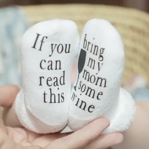 Funny Socks - Bring My Mom Wine