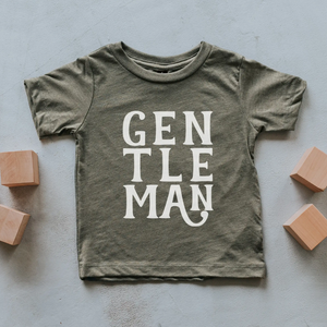 Gentleman Kids Tee, Olive Color at Gracie Lou | A Boutique For Littles