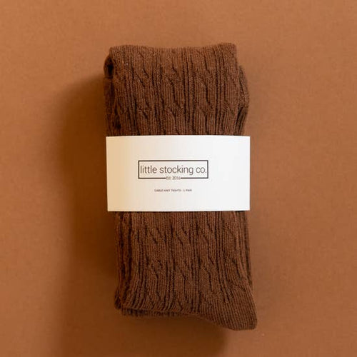 Chocolate Brown Cable Knit Tights at Gracie Lou | A Boutique For Littles