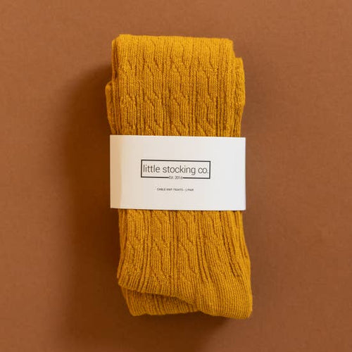 Cable Knit Tights in the color Golden Yellow available at Gracie Lou | A Boutique For Littles
