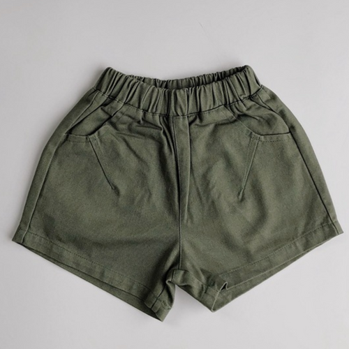 Shorts - Elastic Waist - Moss Green