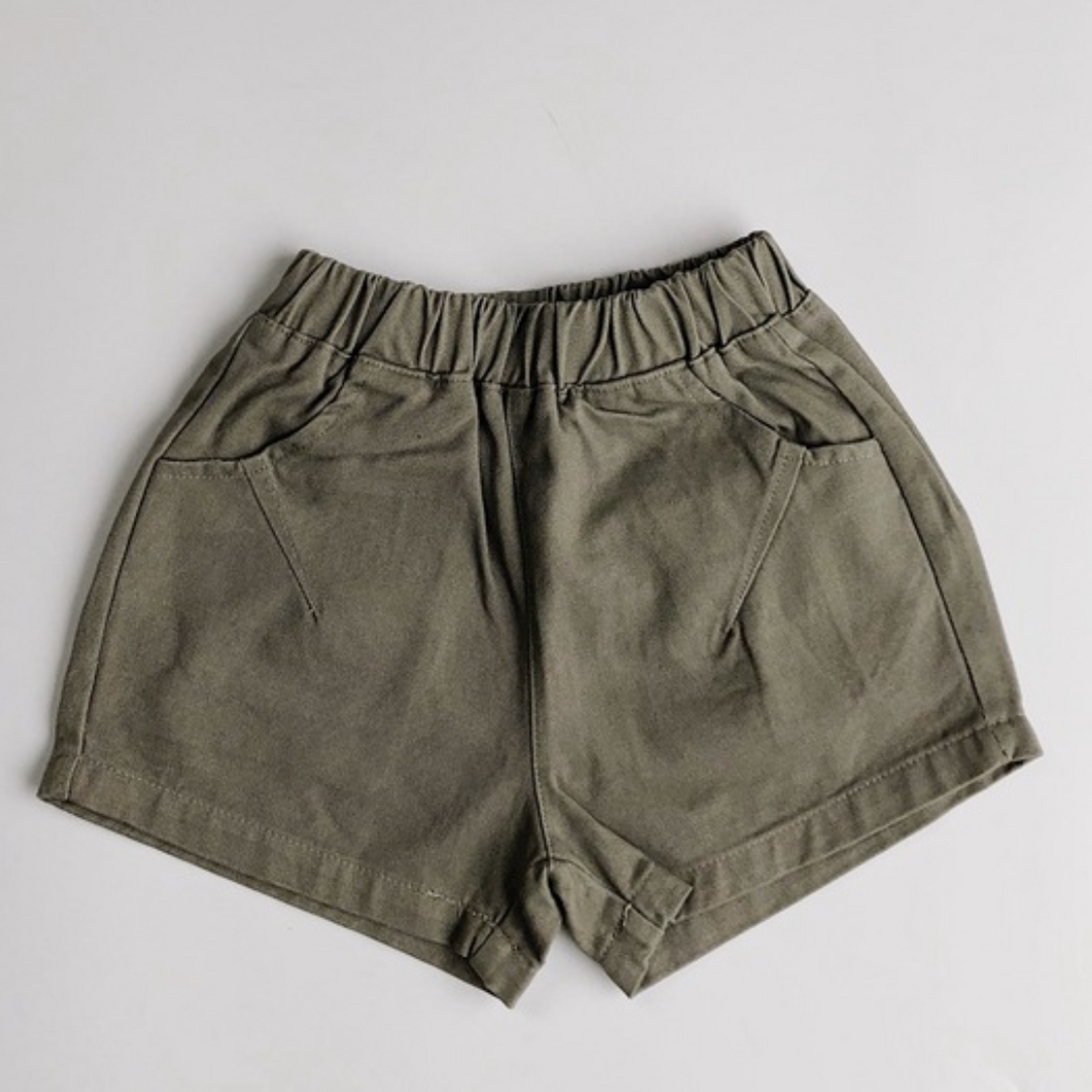 Shorts - Elastic Waist - Olive
