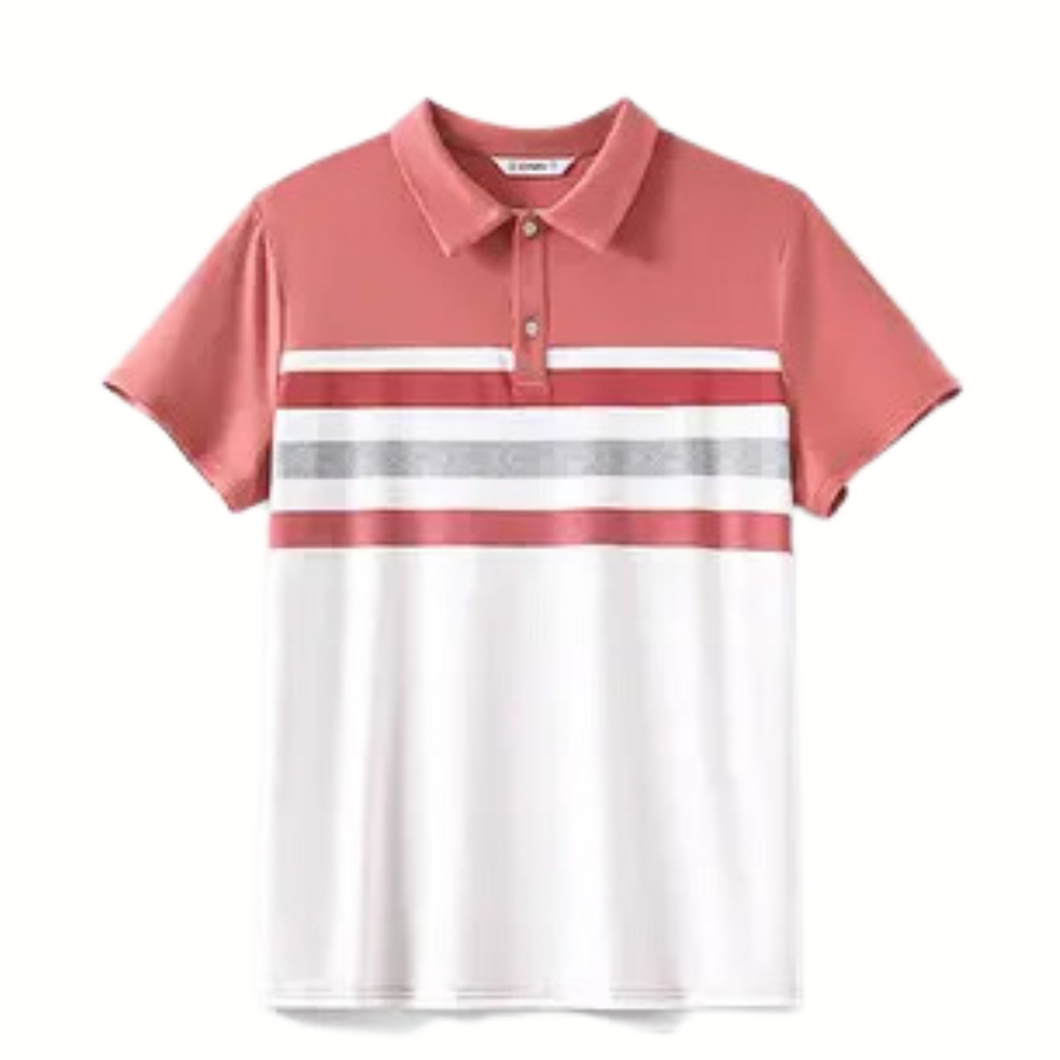 Striped Polo Shirt - Rose - Adult